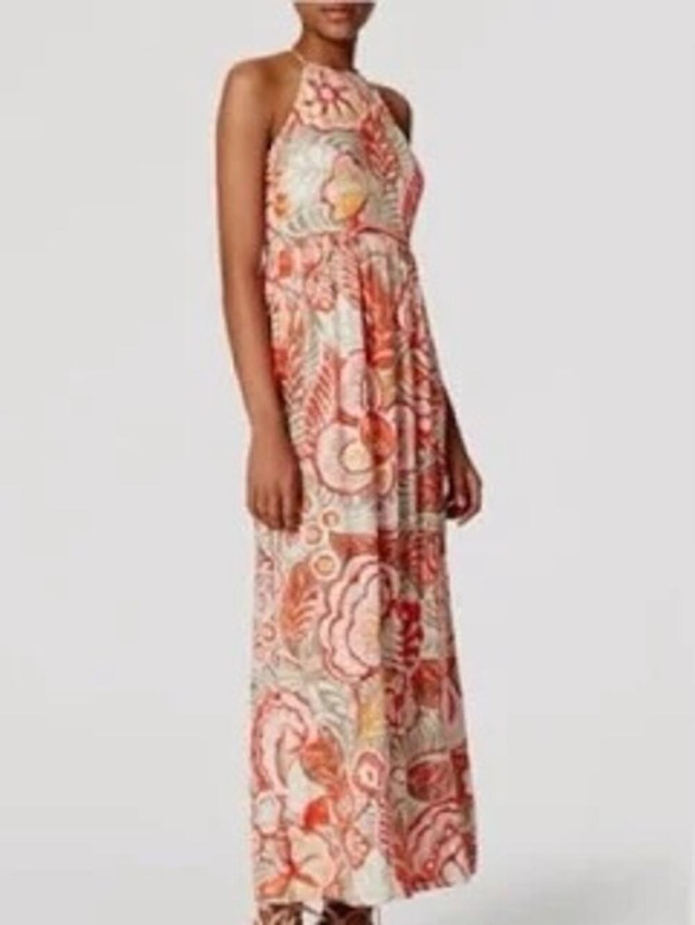 Loft Womens Floral Print Maxi Dress Summer Vacation Tropical Resort Large